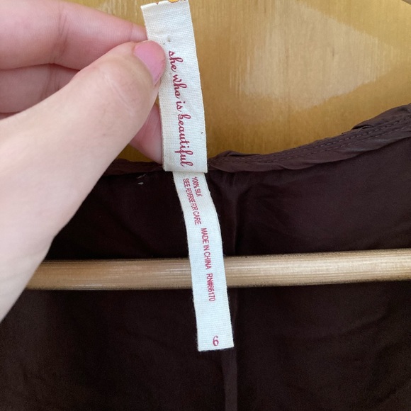 Maeve 100% silk chocolate brown midi dress (pre-owned) - Picture 5 of 8